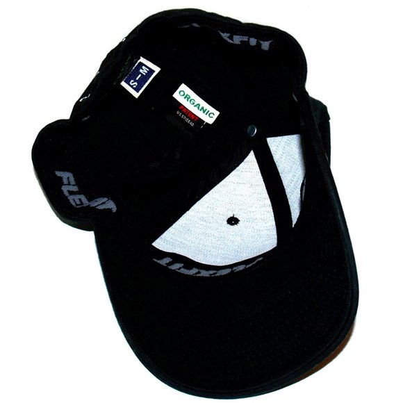 Black with White Skull Logo Flexfit Organic Cotton Baseball Cap  Size S-M - Picture 8 of 9